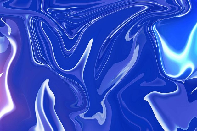 Фото Динамическое взаимодействие цветов, жидкие узоры и художественные формы в синей и белой краске, завитки абстрактного фона