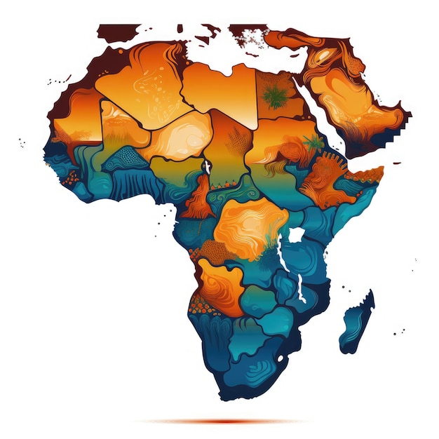 A Dynamic Kaleidoscope Mapping Africa's Vast Diversity on a Blank Canvas