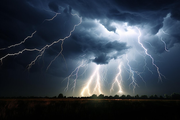 Dynamic lightning illuminating a stormy sky