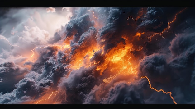 Foto una dinamica tempesta di fulmini catturata in straordinari dettagli 3d
