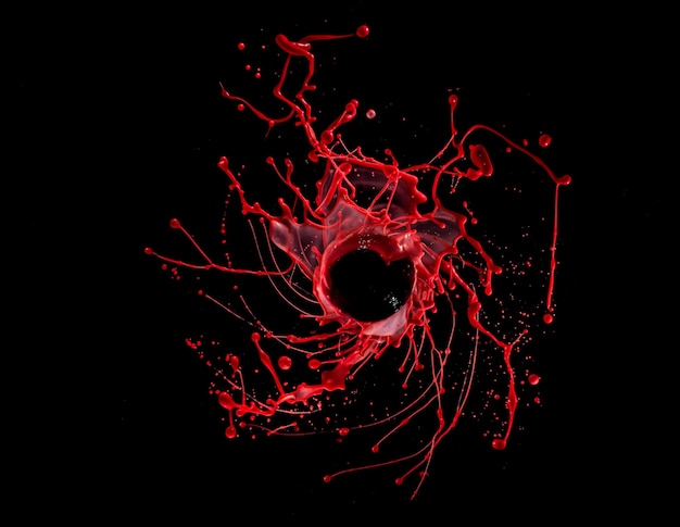 Dynamic liquid splash in the black background