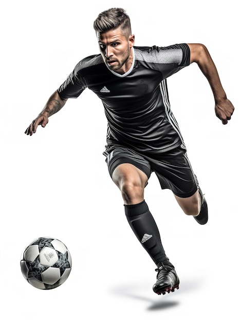 Dynamic Male Footballer in Action AI Generated