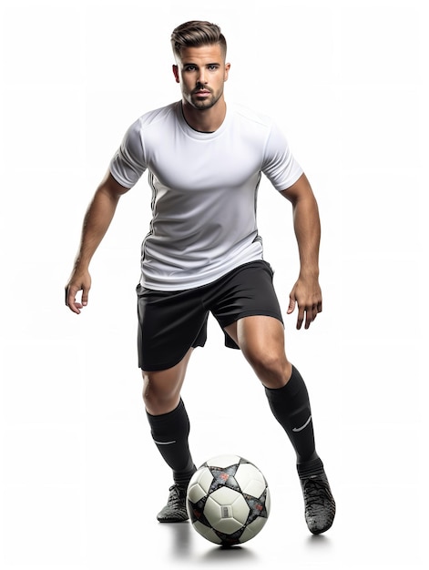 Dynamic Male Footballer in Action AI Generated