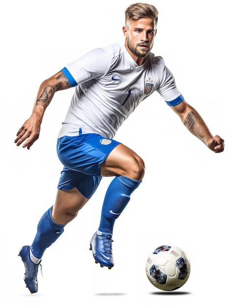 Dynamic Male Footballer in Action AI Generated