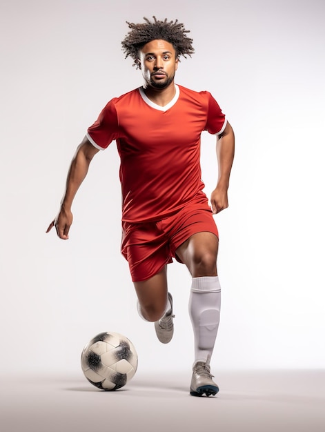 Dynamic Male Footballer in Action AI Generated