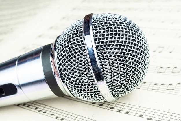 Dynamic microphone on music sheet