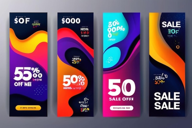 Dynamic modern fluid mobile for sale banners Sale banner template design