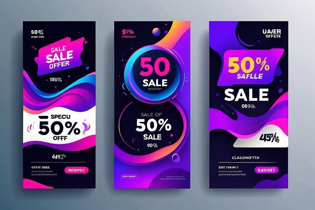 Dynamic modern fluid mobile for sale banners Sale banner template design