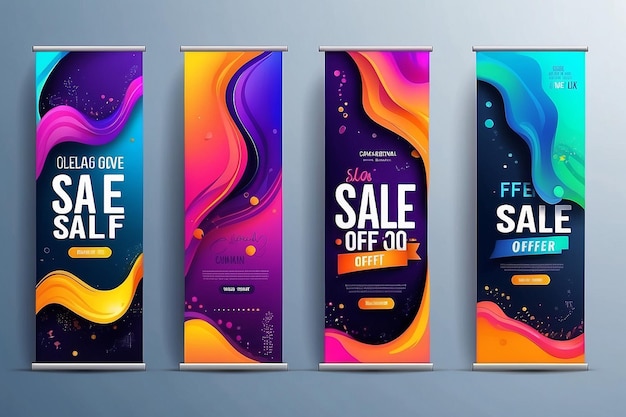 Dynamic modern fluid mobile for sale banners Sale banner template design