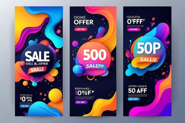 Dynamic modern fluid mobile for sale banners Sale banner template design