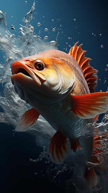 Dynamic moment fish jump energetically amidst sea water waves Vertical Mobile Wallpaper