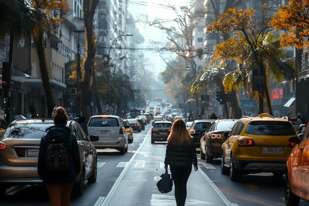 Photo a dynamic morning hustle in brazils bustling cities