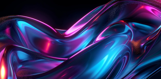 Dynamic Motion Abstract Holographic Neon Wave