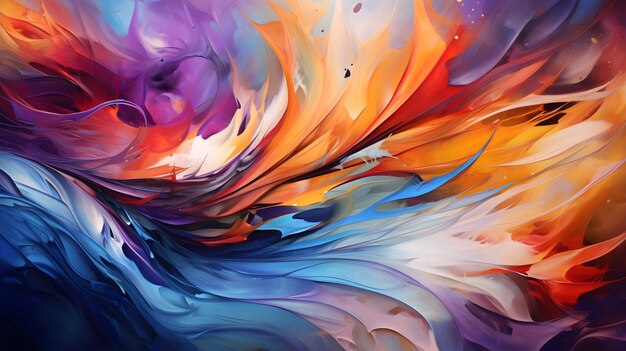 Dynamic multicolored abstract oil painting