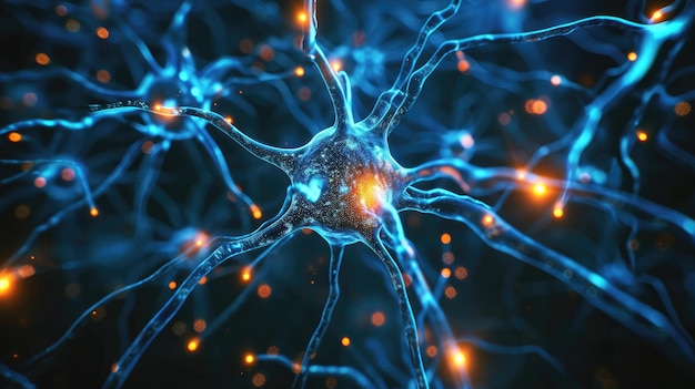 사진 동적 신경세포 신경 세포의 전기 활동과 함께 신경망