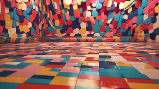 Dynamic Perspective Abstract Colorful Dance Floor in Vibrant Motion