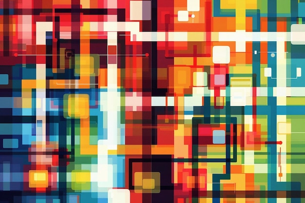 Динамическая иллюстрация пиксельного искусства Цветный абстрактный фон