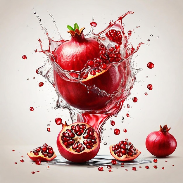 Dynamic Pomegranate Juice Splash Composition