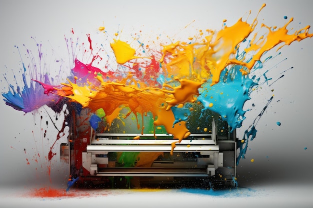 Foto dynamic printer splashes di colore elemento generare ai