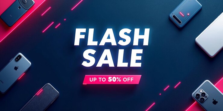 Photo dynamic promotional graphic for flash sale on electronics