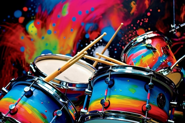 Dynamic Rhythms Vibrant Music Vector Featuring Drums and Percussion Instruments