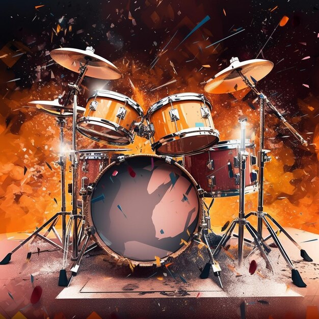 Dynamic Rhythms Vibrant Music Vector Featuring Drums and Percussion Instruments