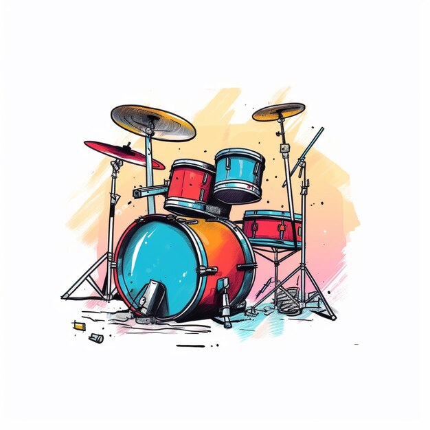 Dynamic Rhythms Vibrant Music Vector Featuring Drums and Percussion Instruments
