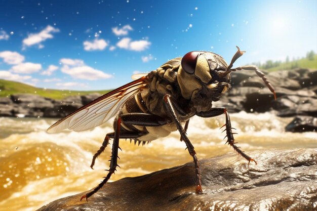 Photo dynamic roach darting through rapids