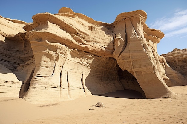 Dynamic rock formations in a desert landscape