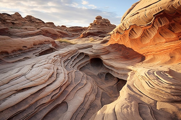 写真 砂漠 の 景色 に ある 動的 な 岩 の 形成