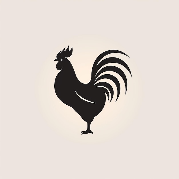 Dynamic Rooster Icon Illustration In Light Black And Beige