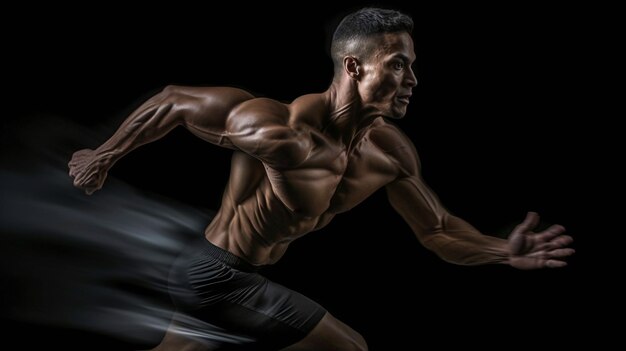 A dynamic runner portrait of active young muscular running man strong athletic man AI Generated