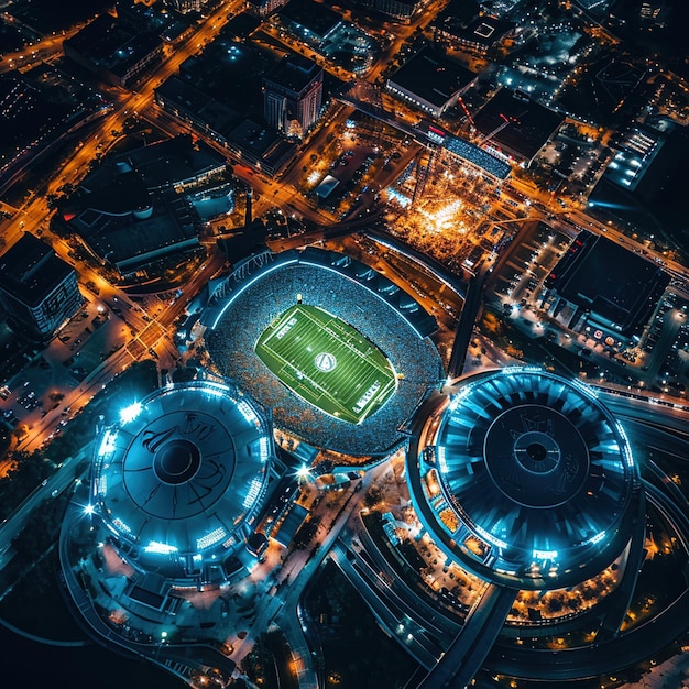 Photo a dynamic scene in a football stadium at dusk smoke and crowd