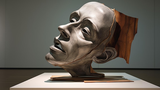 Photo dynamic sculpture of a disfigured head by francis bacon