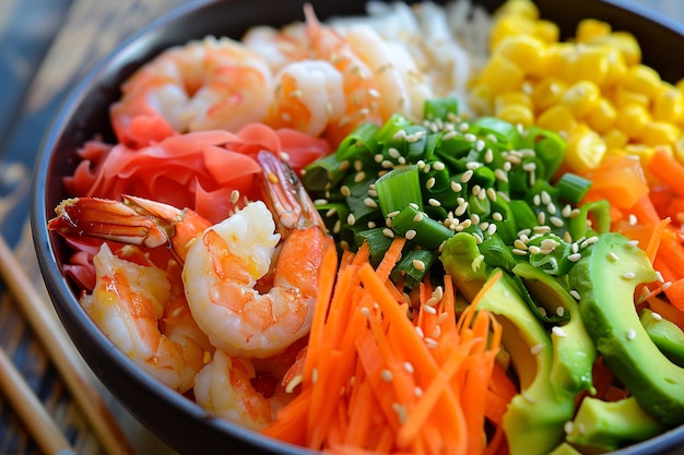 Dynamic Shrimp en Crab Legs Sushi Bowl Recept met Sesam Dressing