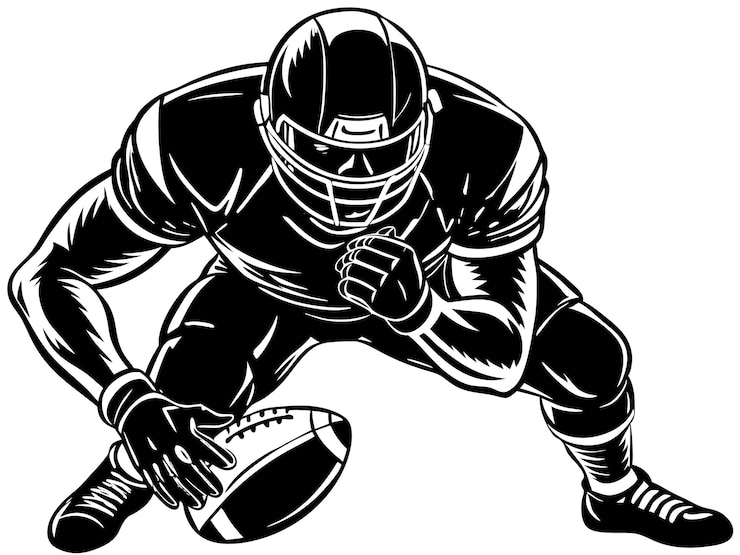 Photo dynamic silhouette of american football player in action vector art
