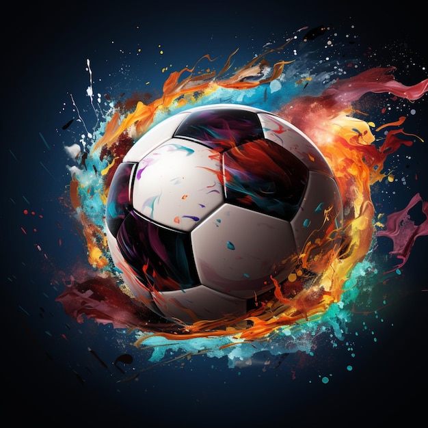 Photo dynamic soccer ball art abstract design sports poster centerpiece for social media post size