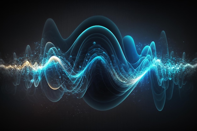 Динамическая звуковая волна Концепция потока синей энергии Киберпространственный фон