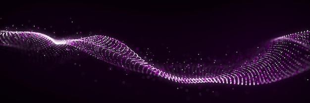 Dynamic sound wave Musical particle pulsing Purple energy flow concept 3D rendering