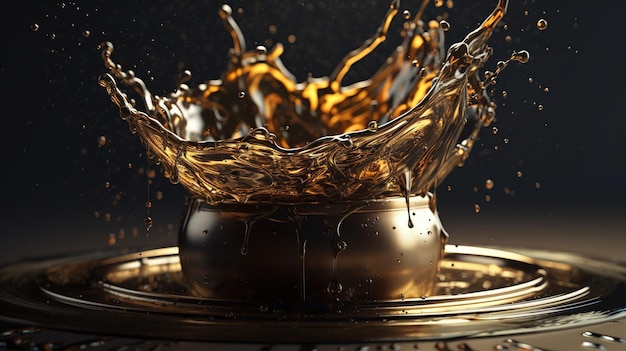 Dynamic Splash of Gold Fluid Generative AI