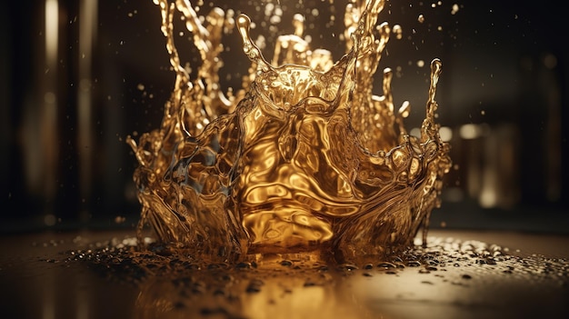 Dynamic Splash of Gold Fluid Generative AI