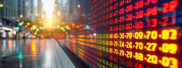 Dynamic stock market board Blurred image for financial concept