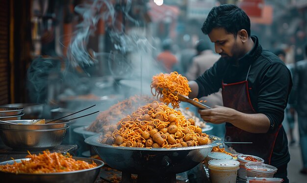 Photo dynamic street life chaat explosion