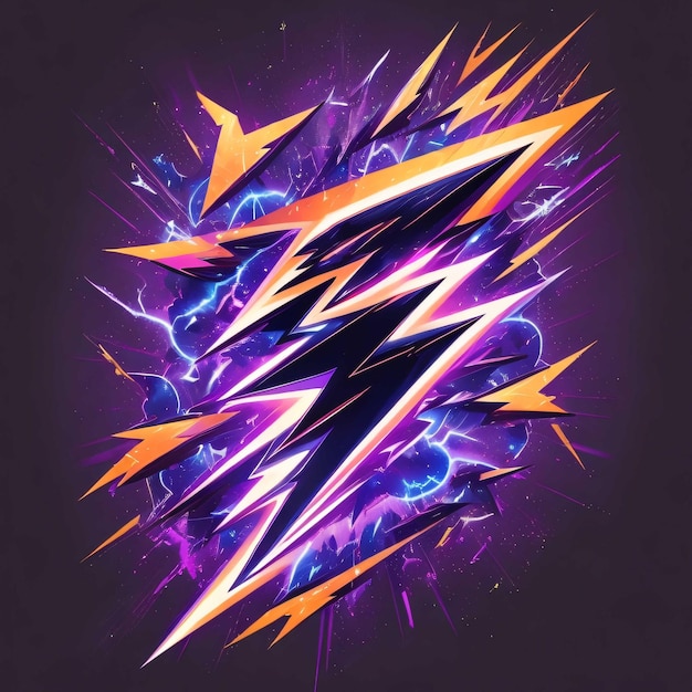 Photo dynamic stylized lightning bolt in the center