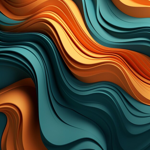 Dynamic Teal and Orange 3D Abstract Texture