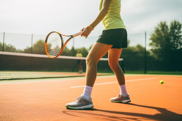 Dynamic Tennis Play on Orange Clay Court