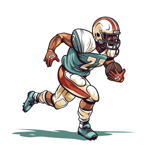 Dynamic Trick Play Minimalist Cartoonstyle Football Clip Art with a Bold Outline on a White Backgr