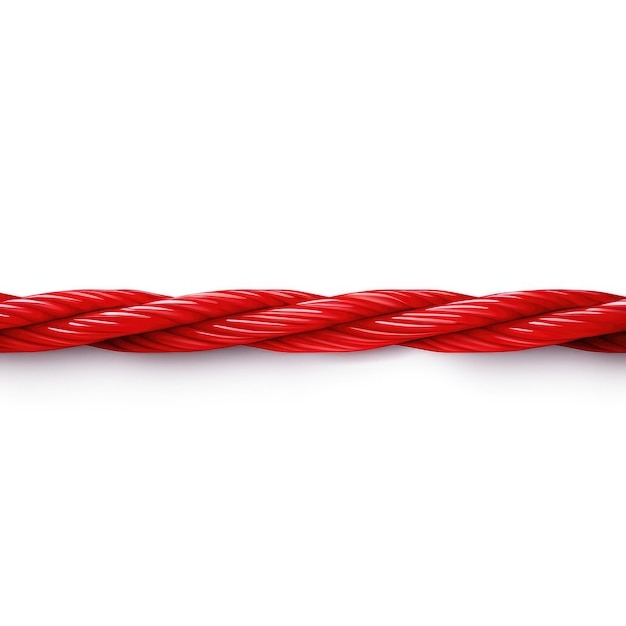 Dynamic Vector Art Red Rope Straight Line on White Background