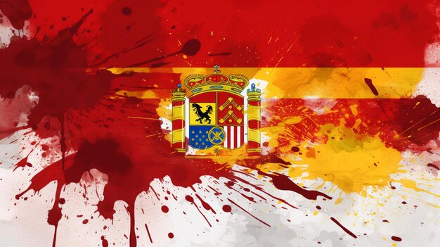 Photo a dynamic vector illustration of the spain flag using bold brush strokes ai generated