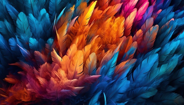 Photo dynamic vibrant feathers background